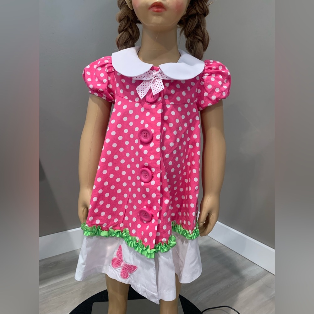 Toddler Pink/White Polka Dot Dress!